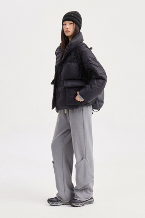 Chouetties by LUCKY CHOUETTE_Crop Duck Down Jumper (black)