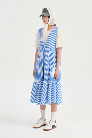 V Neck Stripe Sleeveless Dress (multi color)