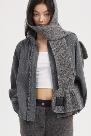 Ribbon Point Denim Blouse (grey)