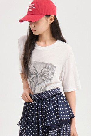 Print Point Half Sleeve T-shirt (white)