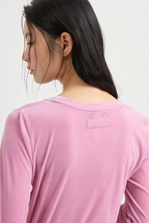 [Atelier] Velvet U-Neck Long Sleeve T-shirt (pink)