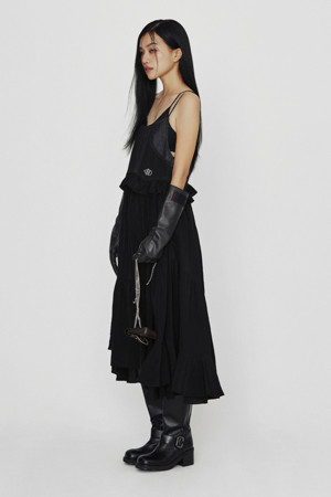 [Holiday Edition] Denim Like MIX Slip Dress (black)