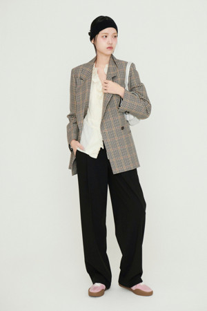 Embroidered Button Check Double Jacket (multi color)