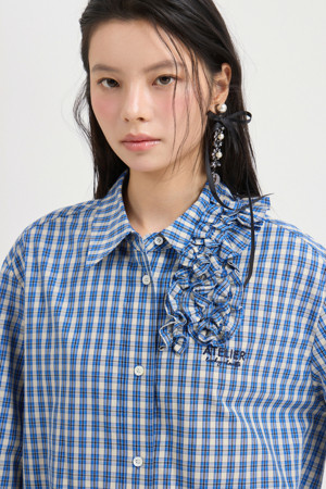 [Atelier] Frill Point Shirt Type Blouse (blue)