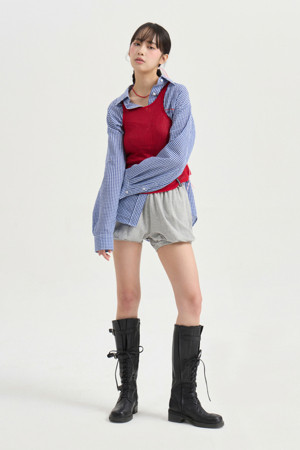 Chouetties by LUCKY CHOUETTE_Check Over Fit Blouse (blue)