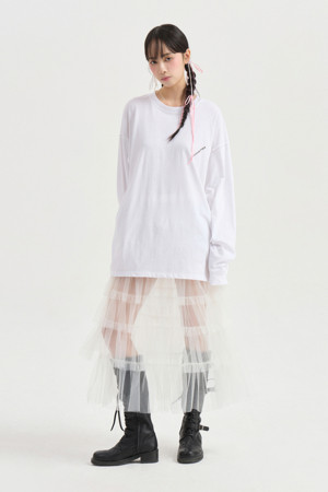 Chouetties by LUCKY CHOUETTE_Loose Fit Long T-shirt (white)