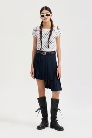 Chouetties by LUCKY CHOUETTE_Boat Neck Half Sleeve T-shirt (white)