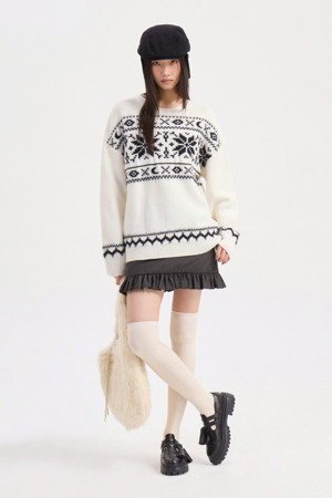 Chouetties by LUCKY CHOUETTE_Nordic Pattern Knit Pullover (ivory)