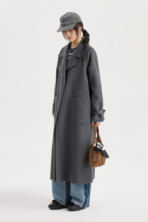 Robe Loose-fit Long Coat (dark grey)