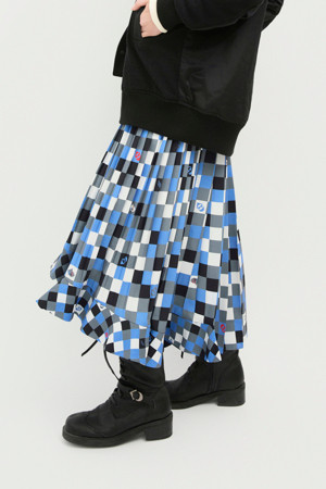 Checkered Printed Slip Dress (blue)