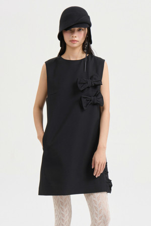 [Atelier] Ribbon Point Mini Dress (black)
