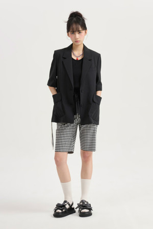 Poly Single Half Sleeve Jacket (black)