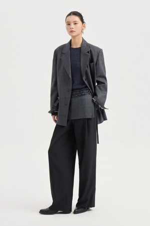 Ribbon Detail Check Single Jacket (dark grey)