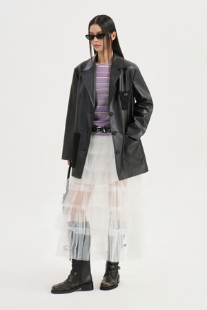Fake Leather Single Jacket (black)