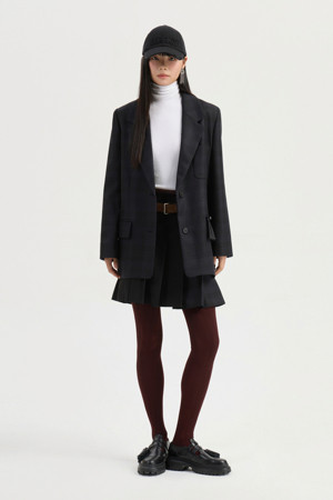 Frill Detail Check Single Jacket