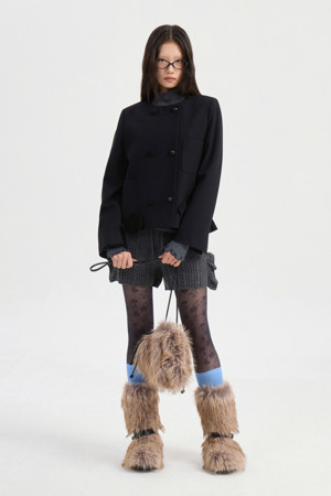 Round Neck Tweed Jacket (black)