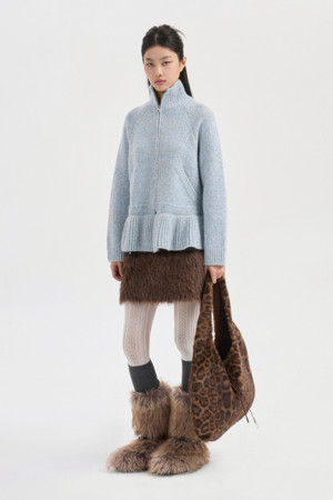 Fake Fur Mini Skirt (melange grey)