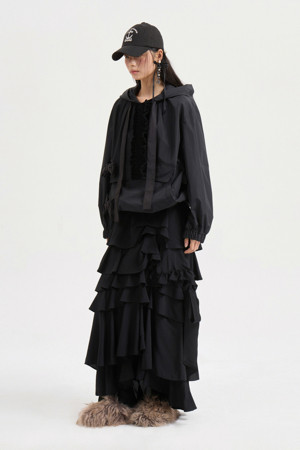 [Atelier] Frill Point Long Skirt (black)
