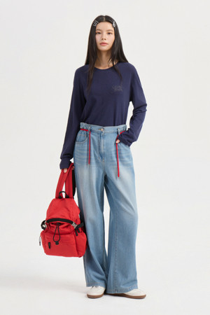 String Point In Banding Denim Pants (blue)