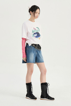 Color Block Denim Shorts (blue)