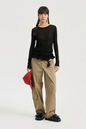 Pocket Point Dying Denim Pants (beige)