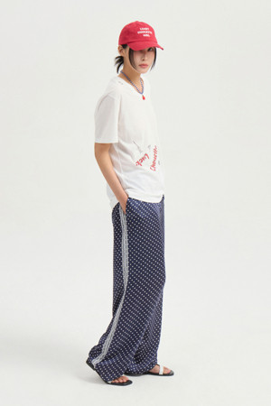 [Re-Order] Dot Print Jogger Banding Pants (navy)
