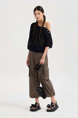 Pocket Point Back Banding Jogger Pants (brown)