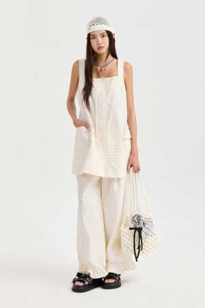 Hem Frill Point Back Banding Pants (ivory)