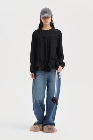Hem Frii Round Neck Blouse (black)