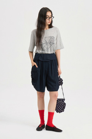 Print Point Half Sleeve T-shirt (melange grey)