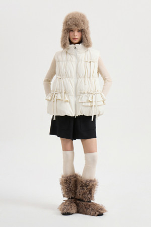 [Re-Order] Ribbon Down Vest (Dark Ivory)