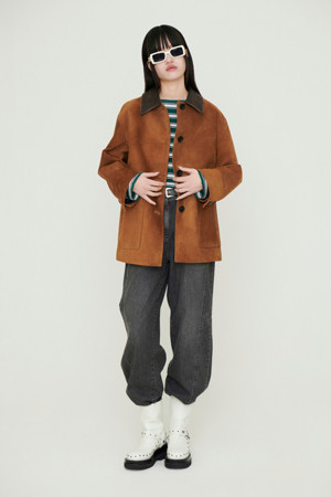 [Re-Order][Atelier] Colored Collar Real Suede Jumper (brown)