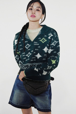 [Holiday Edition] Sailor Jacquard Knitwear Pullover (green)