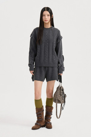 Entry Cable Knit Pullover (melange grey)