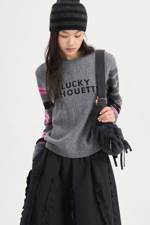 Stripe Sleeve Slim Fit Knit Pullover (melange grey)