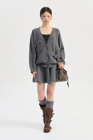 Ambo Ribbon Knit Cardigan (melange grey)
