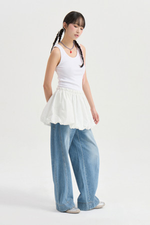 Chouetties by LUCKY CHOUETTE_Hem Volume Sleeveless Dress (white)