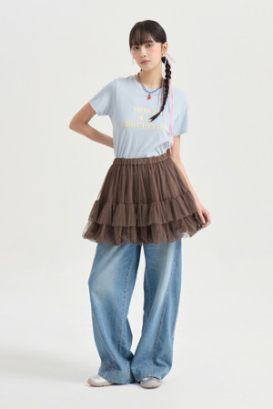 Chouetties by LUCKY CHOUETTE_Mesh Volume Mini Skirt (brown)