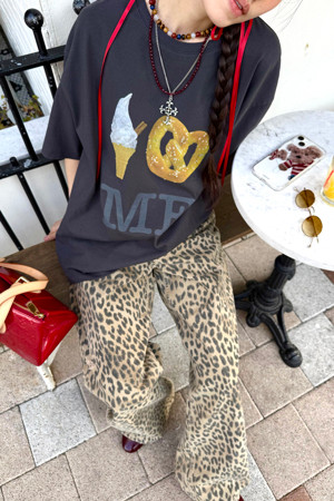 Chouetties by LUCKY CHOUETTE_Leopard Denim Pants (beige)