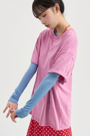 Chouetties by LUCKY CHOUETTE_Back Print Loose Fit Short T-shirt (violet)