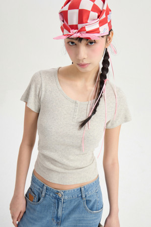 Chouetties by LUCKY CHOUETTE_Baby Fit Half Sleeve T-shirt (melange grey)