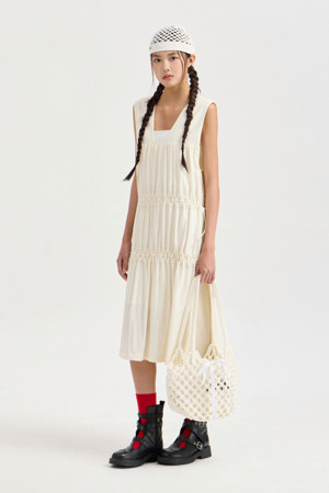 Side Coloring Shirring Dress (ivory)