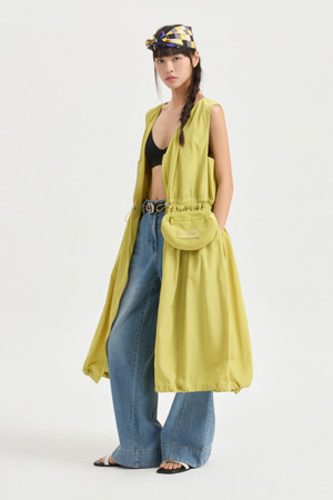 Volume Long Sleeveless Dress (olive)