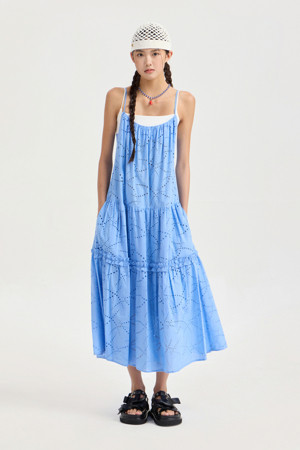 Eyelet Sleeveless Dress (blue)