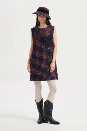 [Atelier] Ribbon Point Mini Dress (navy)