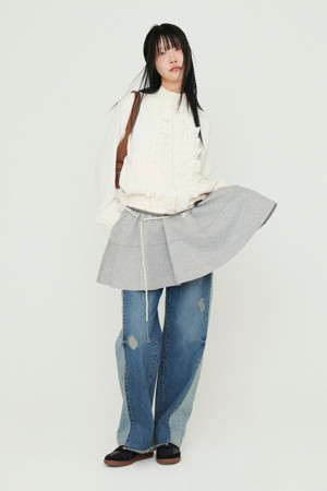 [Re-Order] Jersey Banding Mini  Skirt (melange grey)