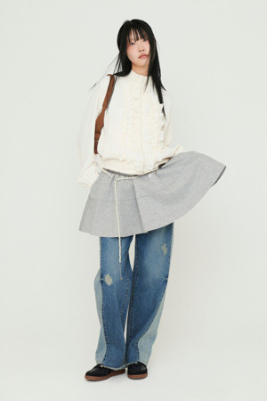 Jersey Banding Mini  Skirt (melange grey)