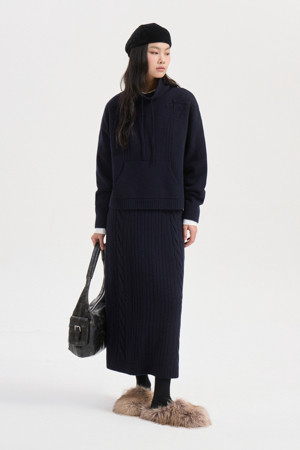 Ribbon Knit Skirt (dark navy)