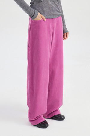 [Re-Order] Color Point Corduroy Pants (pink)