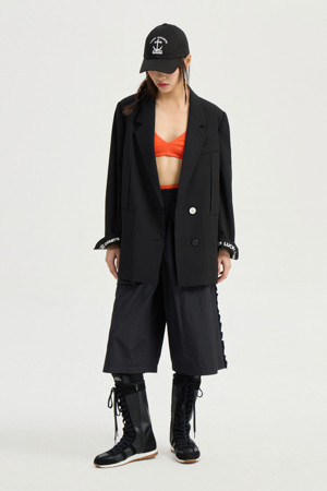 [Re-Order] Side Frill Banding Midi Pants (dark black)